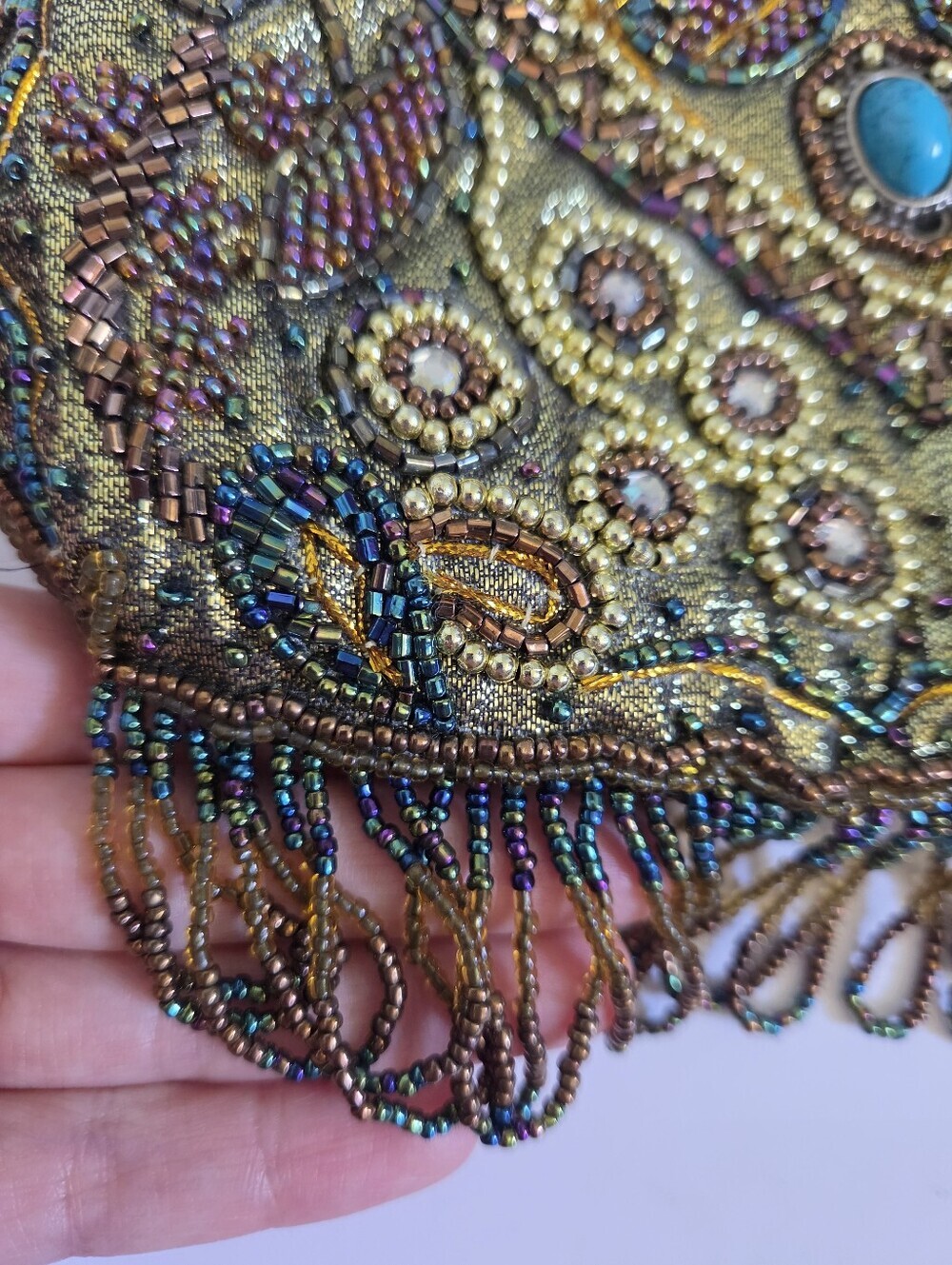Vintage inspired victorian era evening purse beading metal chain Like New! - Picture 3 of 8